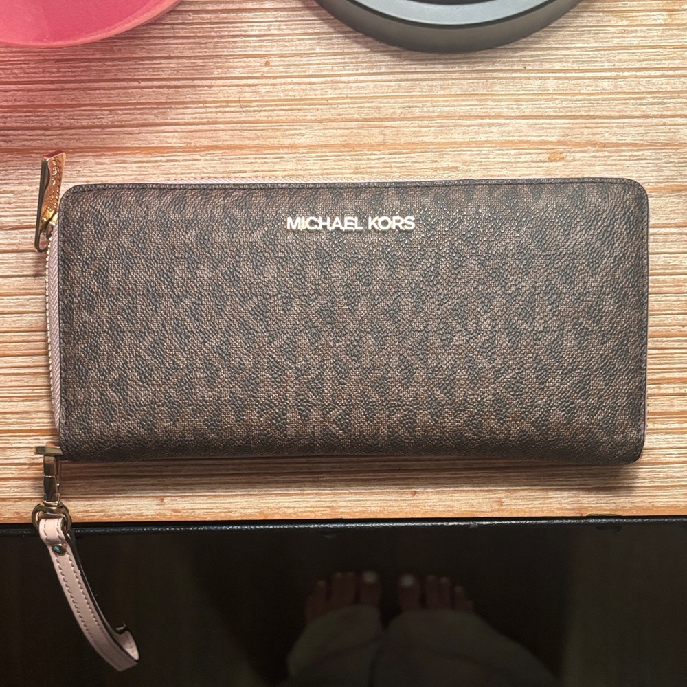 Michael Kors Signature Brown Zip-Around Wallet